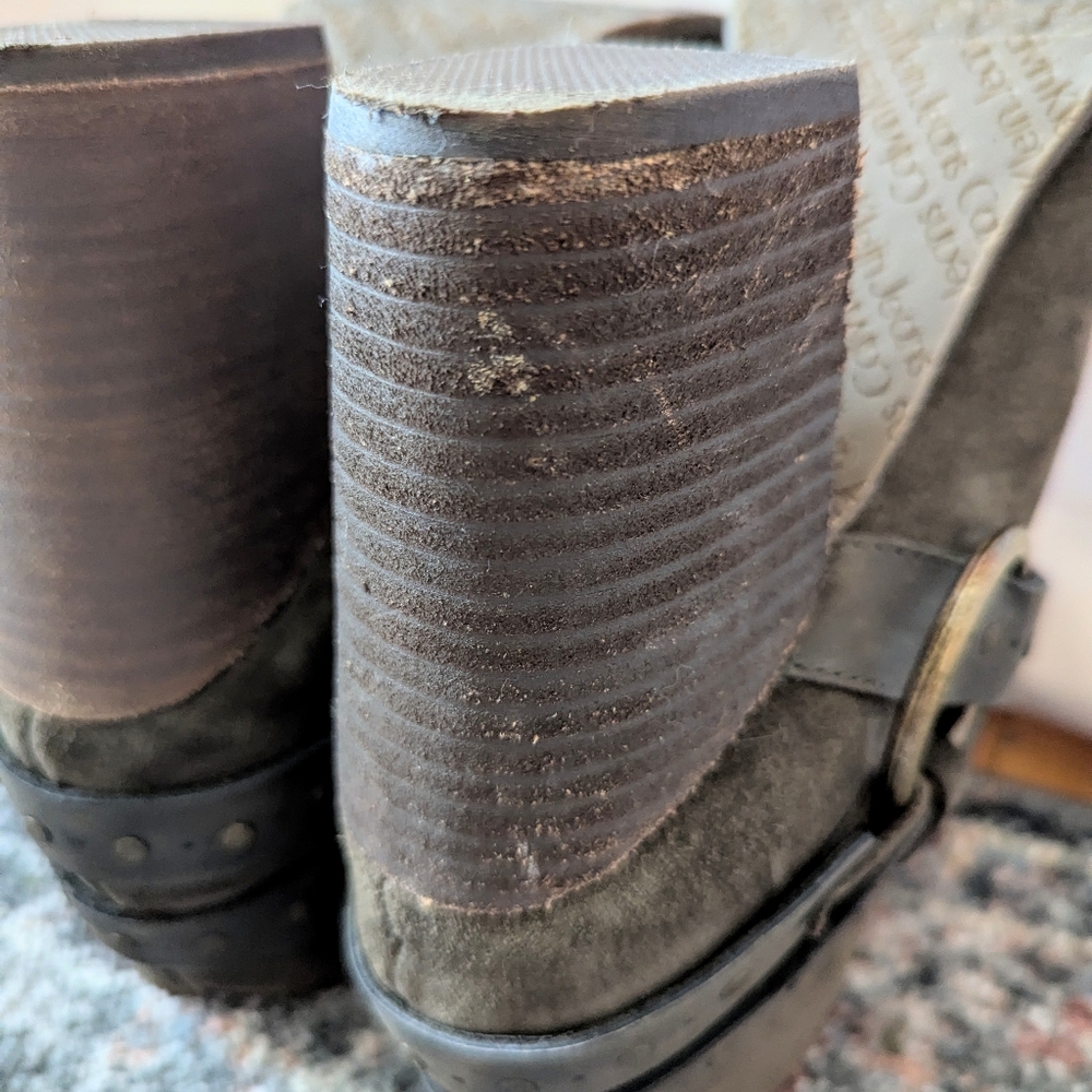 Calvin Klein Daisy Ankle Boots Coffee Grey Brown Buckled Studded Heeled Y2K 8 - Picture 12 of 13